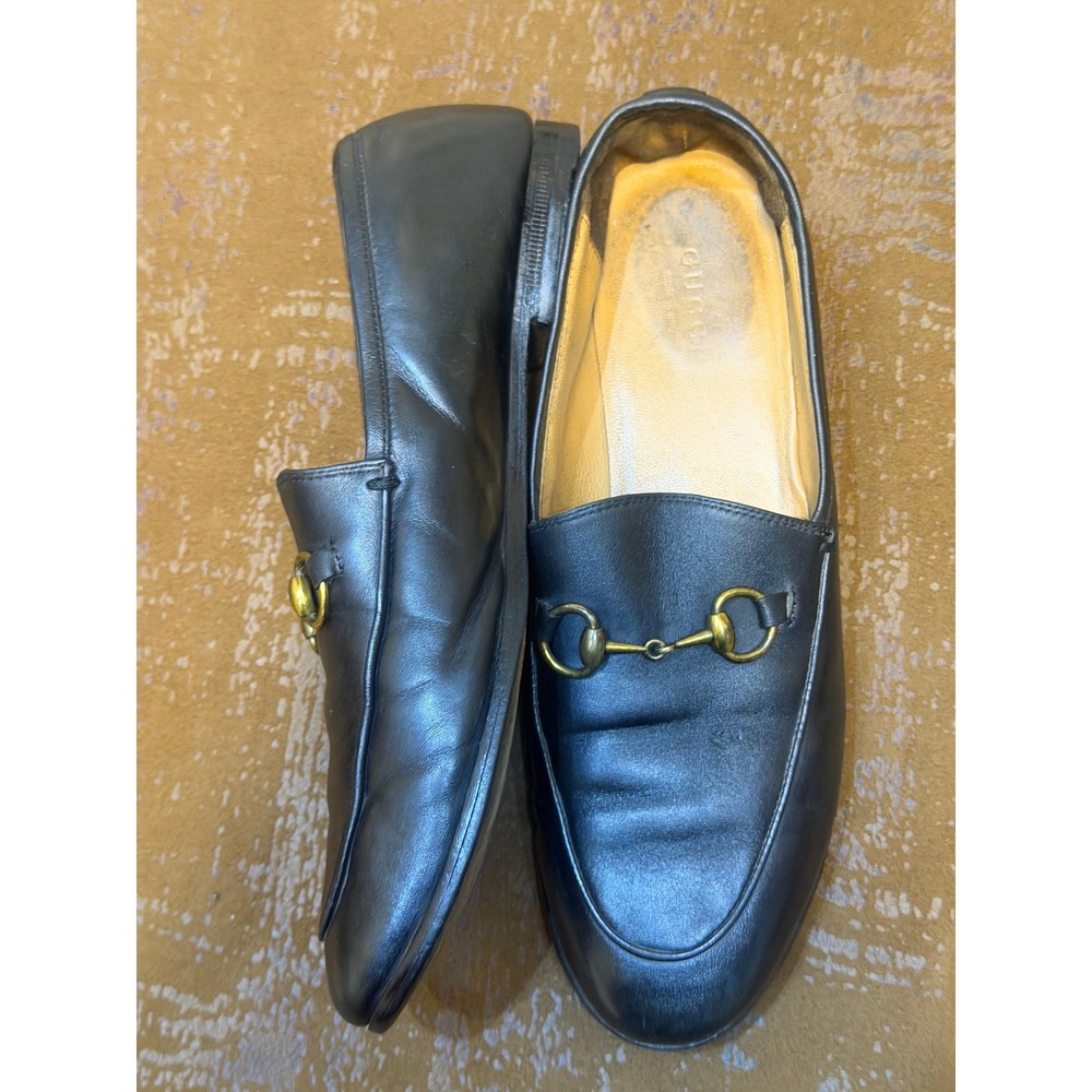 Gucci Brixton Black Leather Horsebit Loafers Collapsible Heel Mens 7 / Womens 9 - Picture 4 of 7
